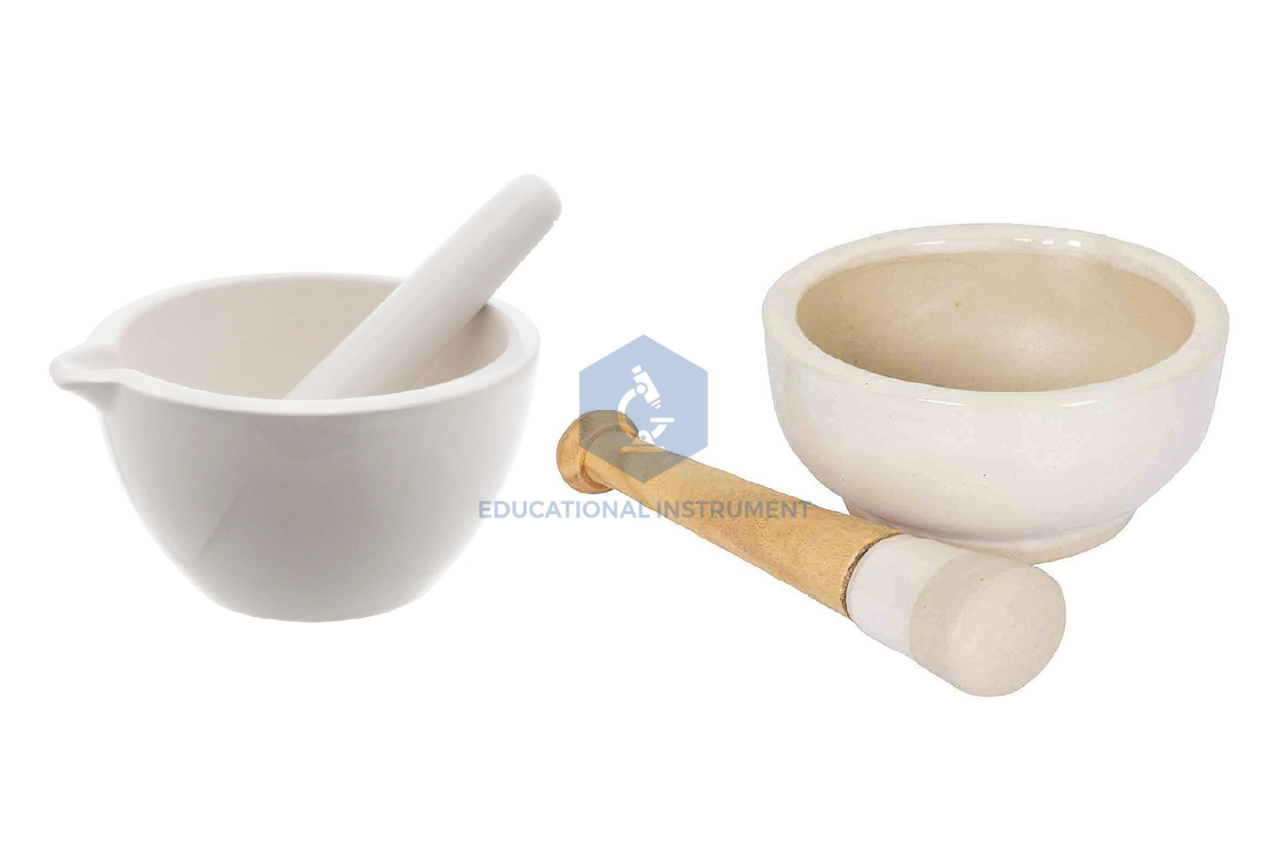 Mortar & Pestle, Porcelain U Type, Round Form